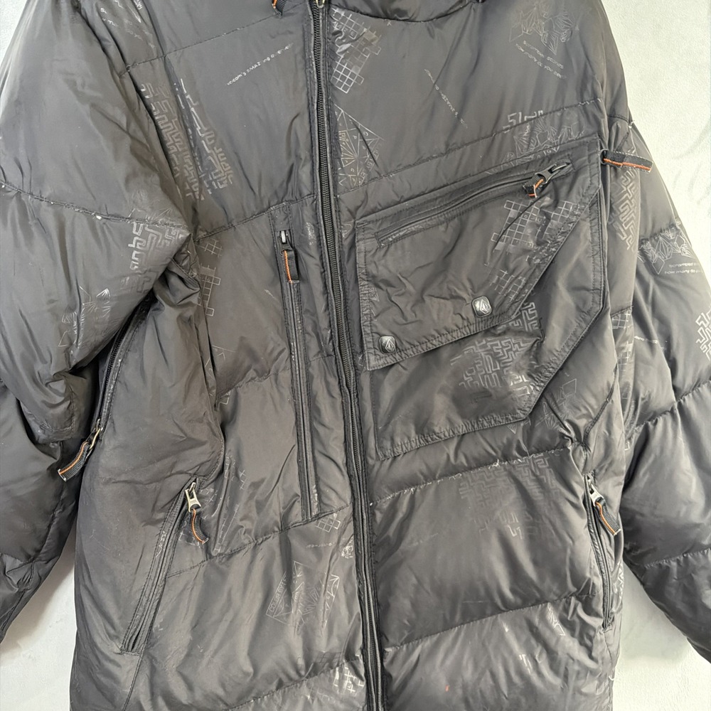 Volcom Milano Puff Mens S Down Puffer Snowboard Jacket RECCO Black Ski - Picture 3 of 11